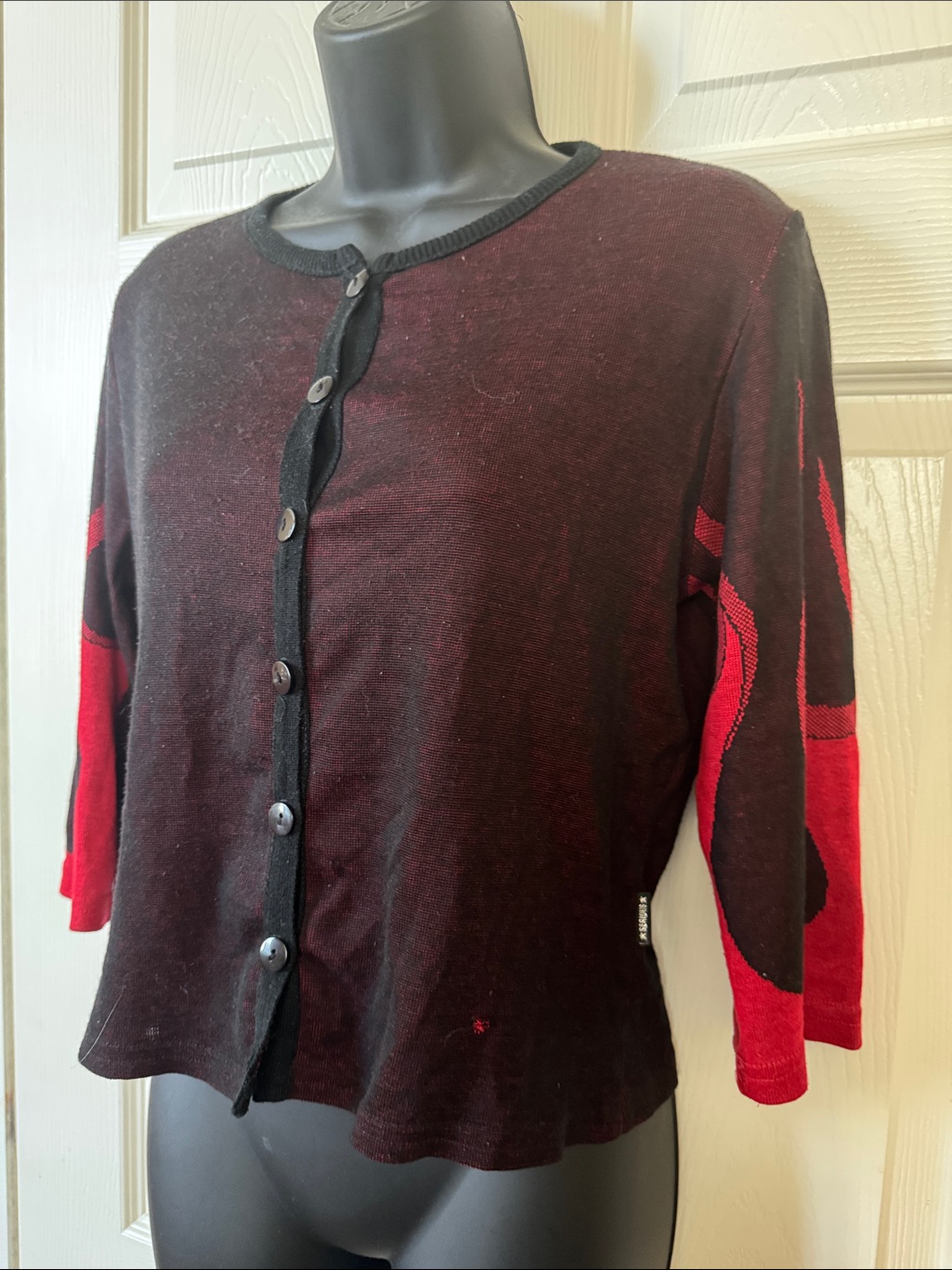 Vintage Serious Y2k 90s Black And Red Flames Cardigan Button Up Top Medium